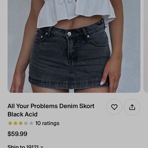 White Fox Boutique Black Acid Denim Mini Skort